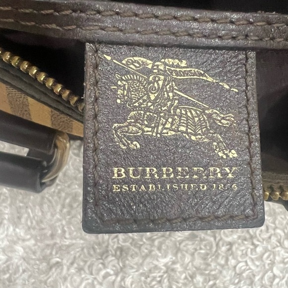 BURBERRY Nova Check Boston Bag PVC Leather Beige - Picture 9 of 16